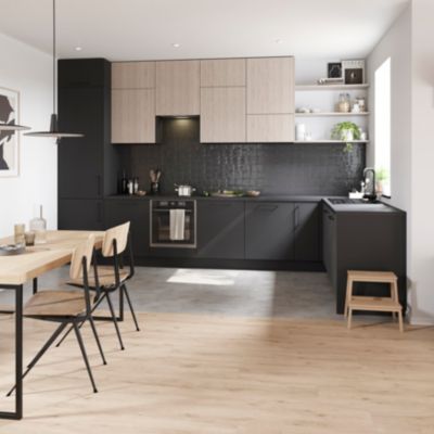 Sol stratifié Lulea GoodHome, passage élevé AC4, effet chêne blond, L.129,2 cm x l.24,6 cm x ép.8 mm, résistant à l'eau