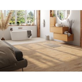 Sol stratifié Lydney chêne naturel L.138,5 x l.19,3 x ép.8 cm GoodHome