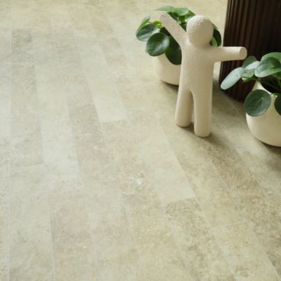 Sol vinyle aspect Travertin contemporain Naturel - Rouleau de 2m x 15m