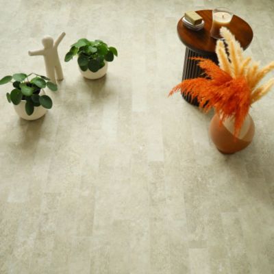 Sol vinyle aspect Travertin contemporain Naturel - Rouleau de 2m x 7m