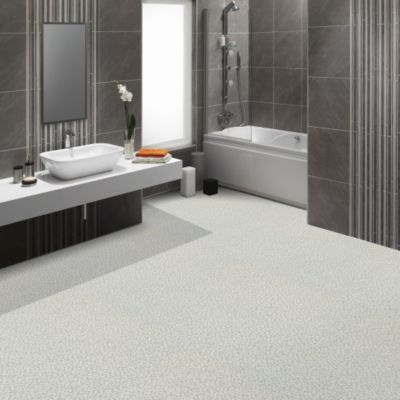 Sol Vinyle Carrelage mosaïque - Gris - 4m x 8m