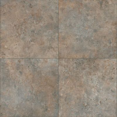 Sol Vinyle effet Carrelage métal - Rouille - Rouleau de 4m x 19m