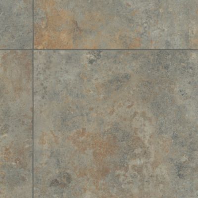 Sol Vinyle effet Carrelage métal - Rouille - Rouleau de 4m x 19m