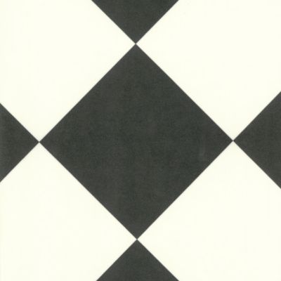 Sol Vinyle effet damier diagonal Noir et blanc - Rouleau de 2m x 7m