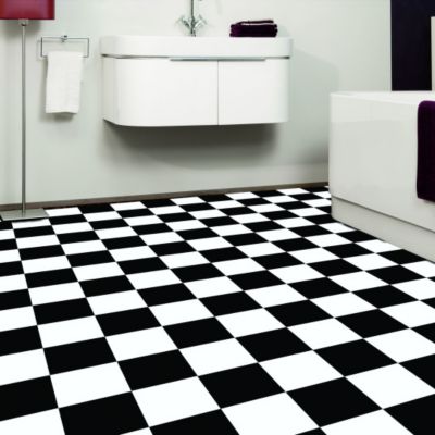 Sol vinyle effet damier noir & blanc - 4m x 2m