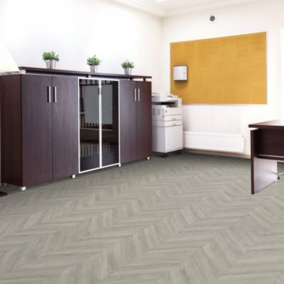 Sol Vinyle effet Parquet chevron Chêne gris - 4m x 4m