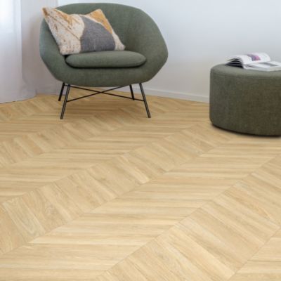Sol Vinyle effet Parquet chevron Chêne naturel - Rouleau de 4m x 27m