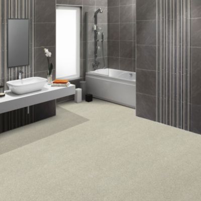Sol Vinyle à envers gris - Effet lino pailleté - Marron - Rouleau de 4m x 13m