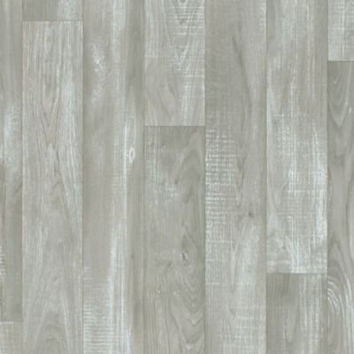 Sol Vinyle First - Imitation parquet gris clair - Effet argenté - Rouleau de 3m x 3m