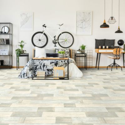 Sol Vinyle First - Imitation parquet vintage blanchi - Rouleau de 3m x 27m