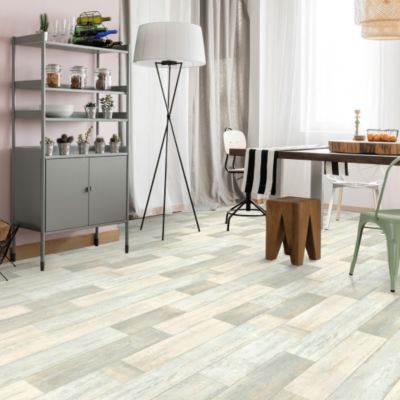 Sol Vinyle First - Imitation parquet vintage blanchi - Rouleau de 3m x 27m
