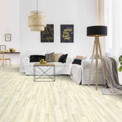 Sol Vinyle Imitation parquet blanc rustique - Rouleau de 2m x 13m
