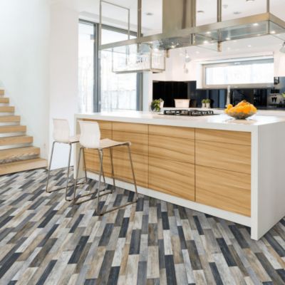 Sol Vinyle - Imitation parquet irisé foncé - Rouleau de 2m x 18m