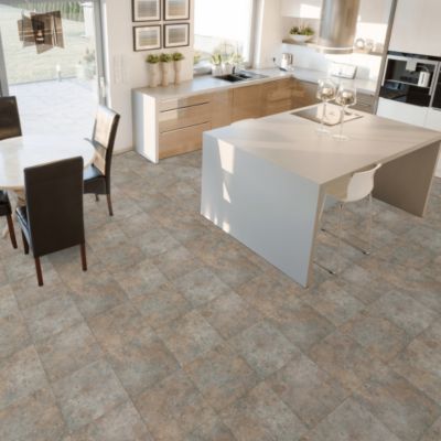 Sol Vinyle Inspiration - Carrelage effet métal - Rouille - Rouleau de 4m x 7m