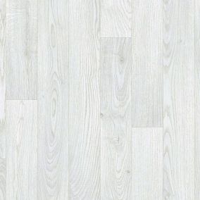 Sol Vinyle Link - Imitation parquet blanc veinage gris - Rouleau de 3m x 11m