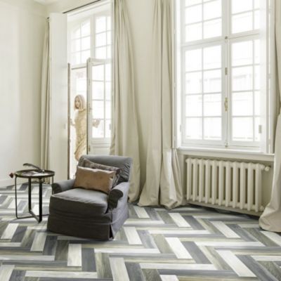 Sol Vinyle Link - Imitation parquet coloré bâton rompu - Surface satinée - Rouleau de 4m x 13m