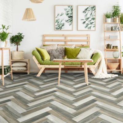 Sol Vinyle Link - Imitation parquet coloré bâton rompu - Surface satinée - Rouleau de 4m x 13m