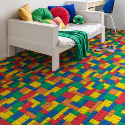 Sol Vinyle - Motif briques colorées - 4m x 10m