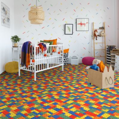 Sol Vinyle - Motif briques colorées - 4m x 10m