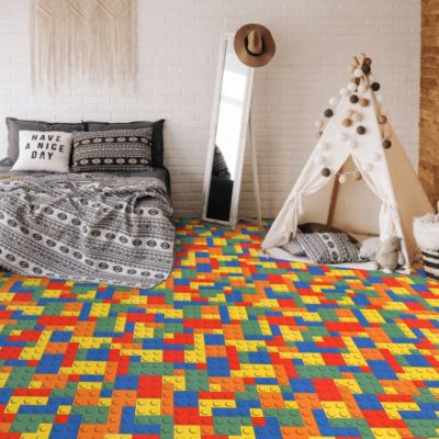 Sol Vinyle - Motif briques colorées - 4m x 10m
