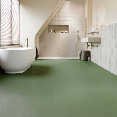 Sol Vinyle Résistance Pro - Parquet bois vintage peint - Vert - Rouleau de 2m x 27m