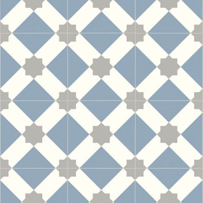 Sol vinyle rouleau Genova effet carrelage bleu L.2m IVC