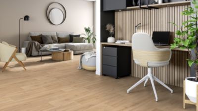 Sol vinyle rouleau Iconik Resistex Fumed effet bois chêne clair L.4m Tarkett