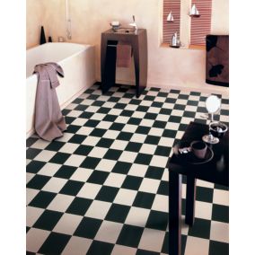 Sol vinyle rouleau primetex damier noir et blanc L.2m Gerflor