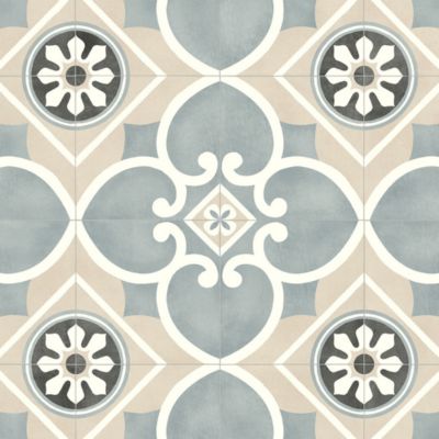 Sol Vinyle Style - Carreaux de ciment Florence - Beige - Rouleau de 2m x 7m