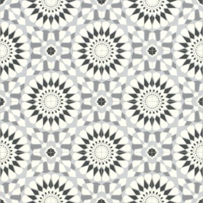 Sol Vinyle Style - Carreaux de ciment motif mosaïque noir - Rouleau de 3m x 9m