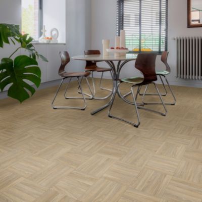 Sol Vinyle Style - Parquet Mosaïque rétro - Chêne clair - Rouleau de 3m x 6m