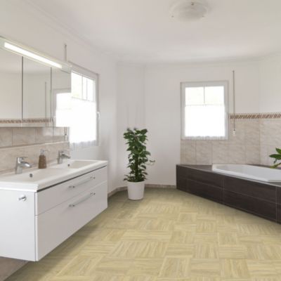 Sol Vinyle Style - Parquet Mosaïque rétro - Chêne clair - Rouleau de 3m x 6m