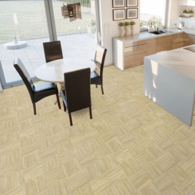 Sol Vinyle Style - Parquet Mosaïque rétro - Chêne clair - Rouleau de 3m x 6m