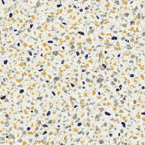 Sol Vinyle Style - Terrazzo granito - Jaune et bleu - Rouleau de 3m x 17m