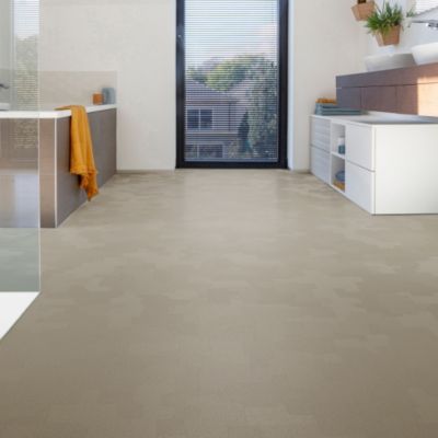 Sol Vinyle Tactile - Jeu de formes géométriques - Beige - Rouleau de 4m x 14m
