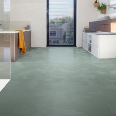 Sol Vinyle Tactile - Jeu de formes géométriques - Vert de gris - Rouleau de 2m x 26m