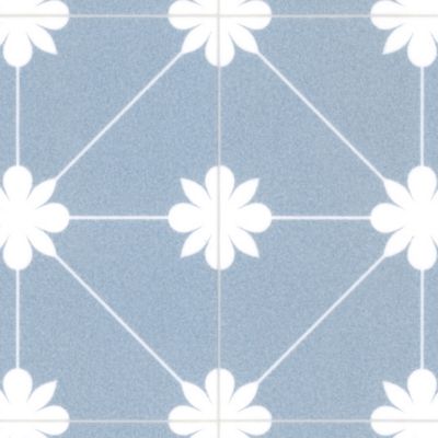 Sol Vinyle Textile Aspect carreaux Azur - 2m x 26m
