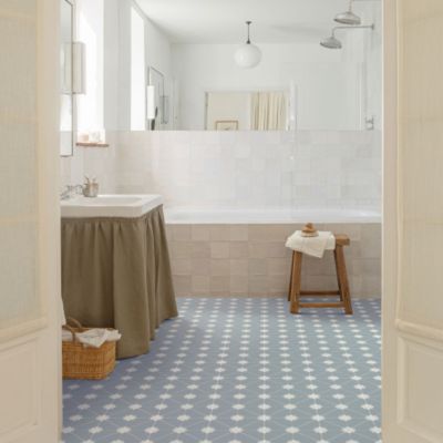 Sol Vinyle Textile Aspect carreaux Azur - 3m x 19m