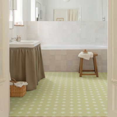Sol Vinyle Textile aspect carreaux jaune vintage - 2m x 2m