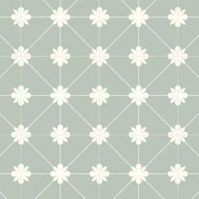 Sol Vinyle Textile - Aspect carreaux vert sauge - 4m x 12m