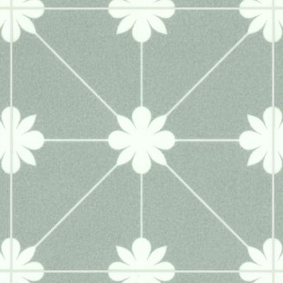 Sol Vinyle Textile - Aspect carreaux vert sauge - 4m x 12m