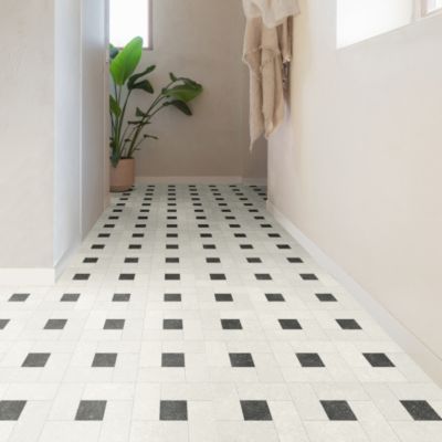 Sol vinyle Textile - Aspect dalles en pierre & cabochons - 4m x 27m