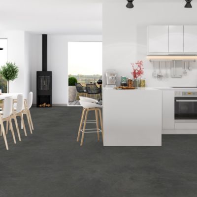 Sol Vinyle Textile - Black Edition - Aspect marbre - Anthracite - Rouleau de 4m x 23m