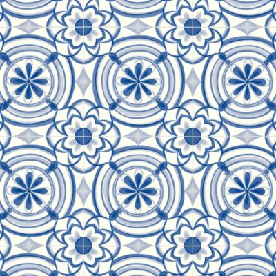 Sol Vinyle Textile carreaux Andalousie bleu - 2m x 17m | Castorama
