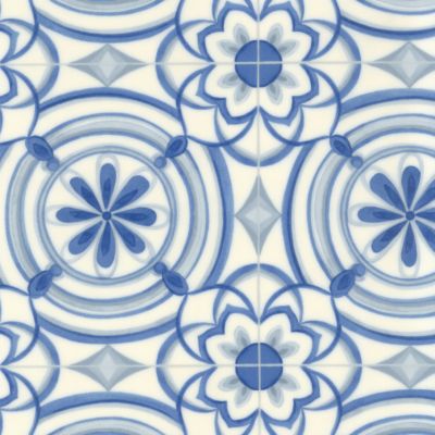 Sol Vinyle Textile carreaux Andalousie bleu - 2m x 17m | Castorama