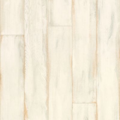 Sol Vinyle Textile économique - Parquet bois peint patiné - Crème - Rouleau de 2m x 20m
