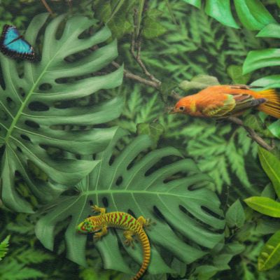 Sol vinyle Textile - effet faune & flore tropicale - 1m x 14m