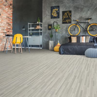 Sol vinyle Textile - effet parquet lames étroites grises - 4m x 26m