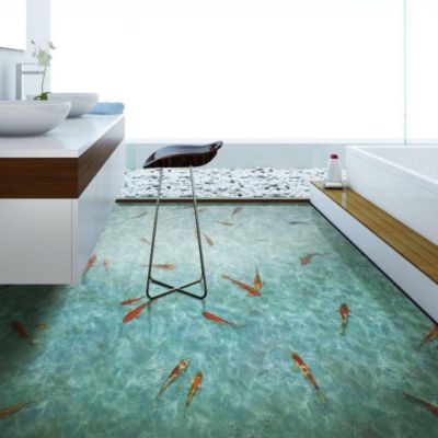 Sol vinyle Textile - effet poisson Koï japonais - 4m x 8m