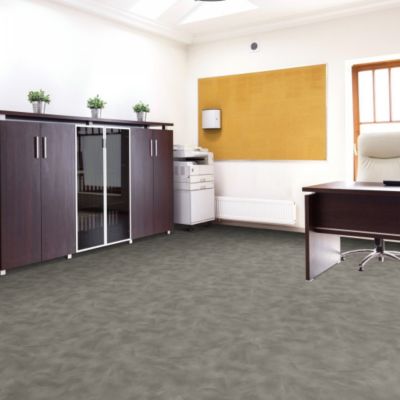 Sol Vinyle Textile Rénove - Envers gris - Béton lissé gris taupe - Rouleau de 3m x 4m